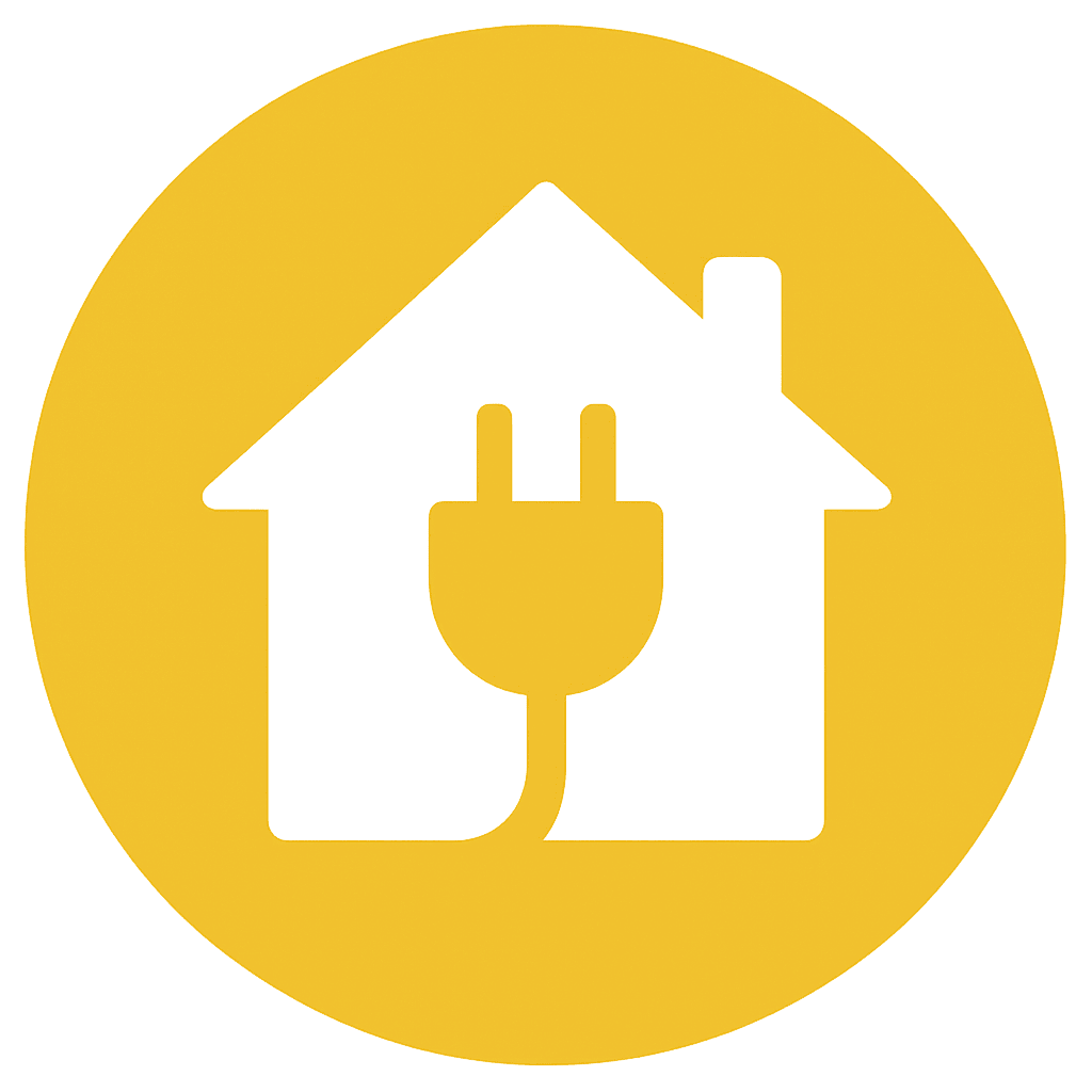 Residential electrical services icon - home with plug
